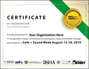 Safe and Sound certificate