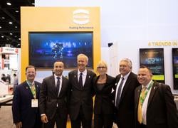 Illinois Governor Bruce Rauner, visiting HARTING’s booth at the International Manufacturing Technology Show (IMTS) on Wednesday, applauded the company’s contributions to the state and helping promote a local culture of manufacturing. Photo Credit: Contributed