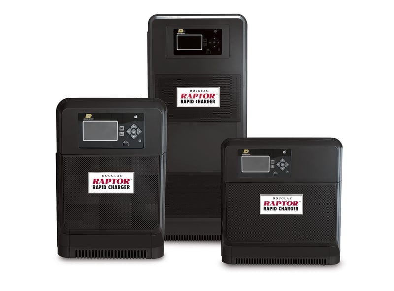 Douglas Battery™ high-frequency Raptor™ Rapid modular chargers can eliminate the need for battery changes