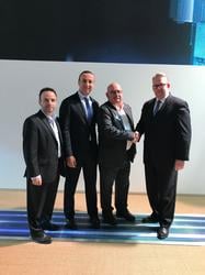 The agreement between HARTING and Heilind Electronics was signed at the “electronica” trade fair in Munich: Robert Clapp jr., Corporate Operations at Heilind Electronics, Jon DeSouza, President and CEO of HARTING Americas, Alan Clapp, Vice President at Heilind Electronics, Edgar-Peter Düning, Managing Director of HARTING Electric (from left to right).