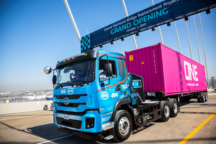 Port of Long Beach pink truck