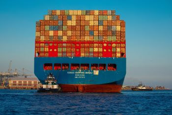 Port of Long Beach full cargo ship