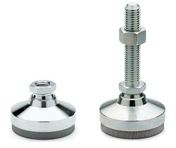 Metric size, tapped type steel vibration dampening leveling mounts from JW Winco