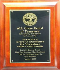 ALL Crane Rental of Tennessee wins Governor’s Safety Award