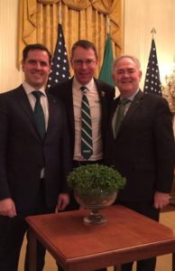 Combilift’s McVicar and Irish Leaders present President Trump with Bowl of Shamrock