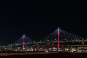 New Long Beach Bridge lights pp with colorful display