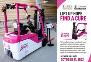Toyota Material Handling auctions off special forklift for National Breast Cancer Awareness Month