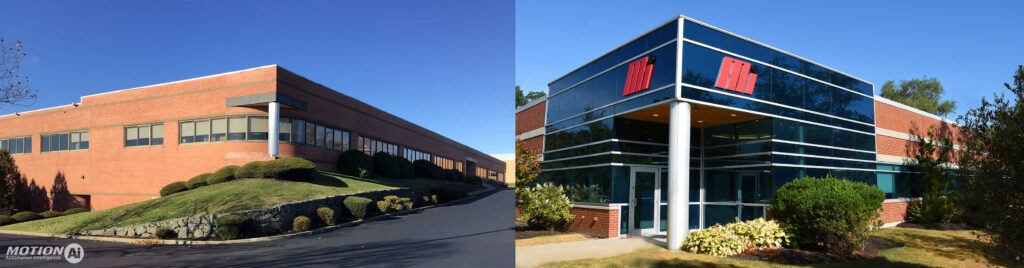 The new Motion Ai facility in Beverly, MA, (left) complements the existing Danvers, MA, (right) and Woburn, MA, facilities. Images