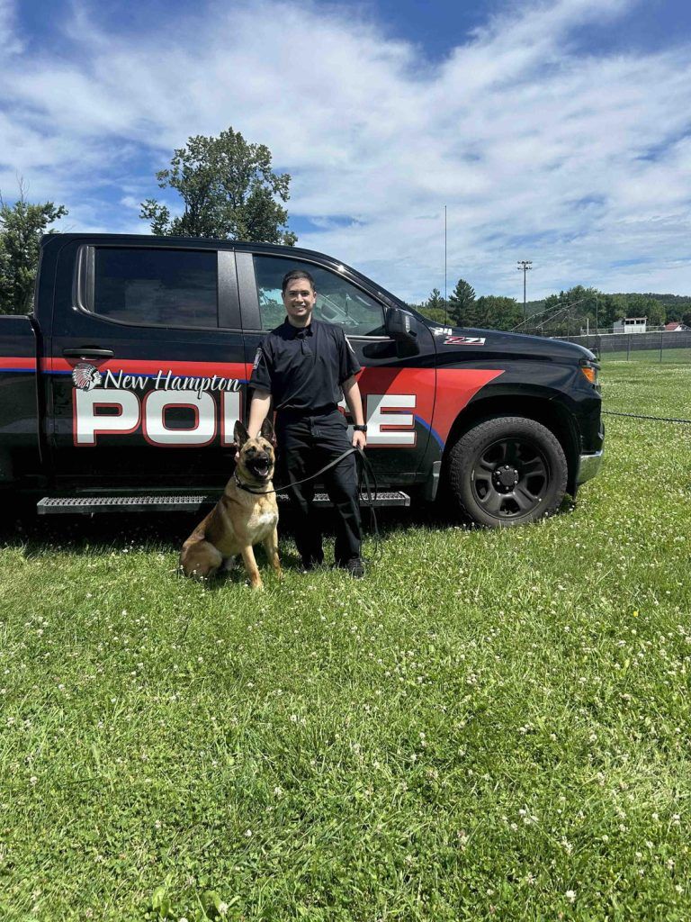 The first dog to complete the program, ‘OZkar’, is handled by Chief Conrad Rosendahl, of the New Hampton Police Dept., Iowa.