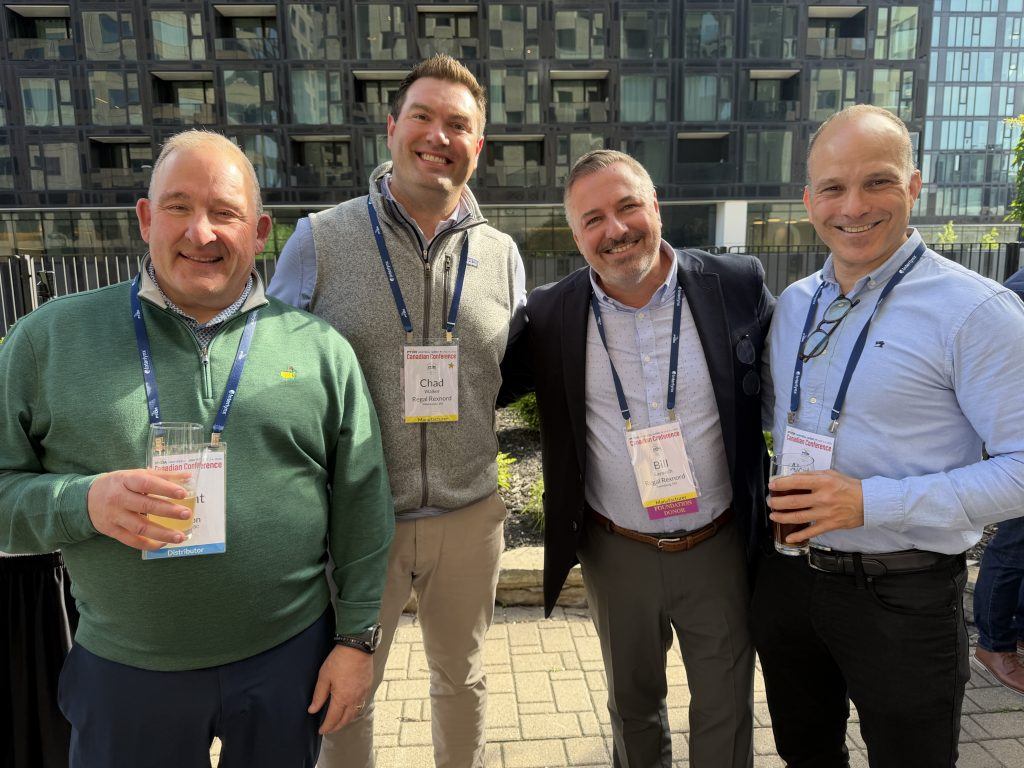 Brent Pope, Motion and Chad Walker, Bill Sayavich and Alcide Deschesnes of Regal Rexnord enjoy the Canadian Conference Opening Reception